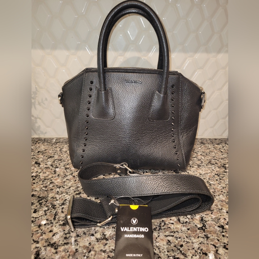 Valentino black handbag with black studs.